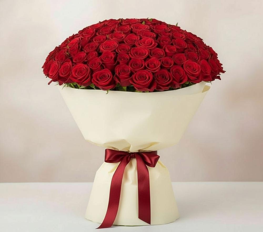 Букет 101 Красная роза Милано в Новой Адыгее