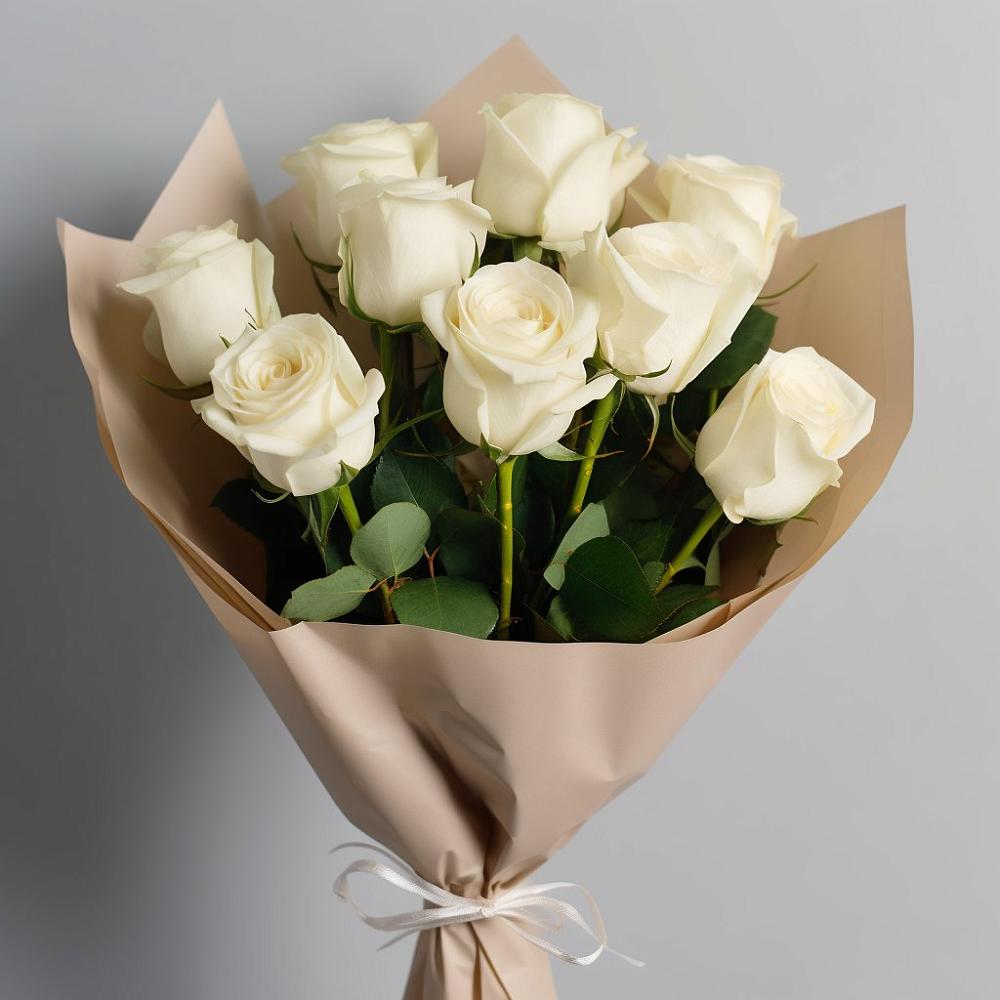 Букет 9 Белых роз Эдлесс Лав в Новой Адыгее