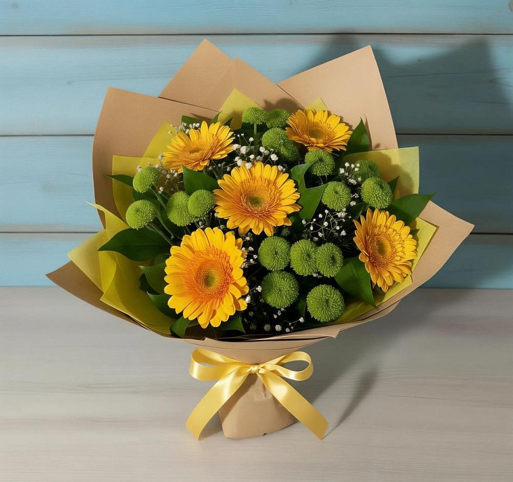 Букет цветов из: Герберы и Хризантемы в Новой Адыгее