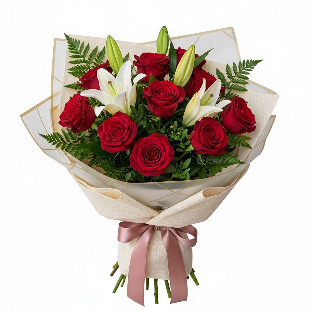 Букет цветов из: Лилии и Розы в Новой Адыгее