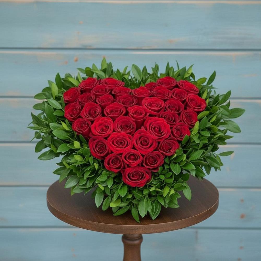 Цветочная композиция из Розы в виде сердца в Новой Адыгее