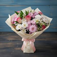 Букет цветов из:  Хризантемы, Альстромерии и Розы #REPLACE_PRED# Новой Адыгее