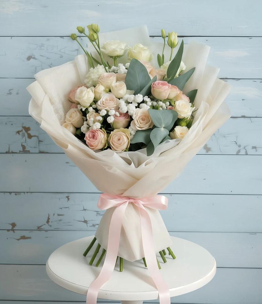 Букет цветов из: Розы и Лизиантусы в Новой Адыгее