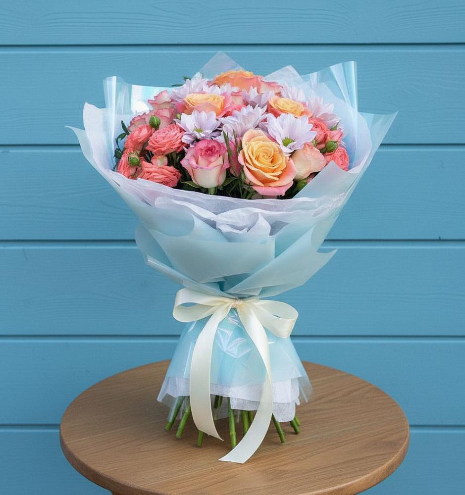 Букет цветов из: Хризантемы и Розы в Новой Адыгее