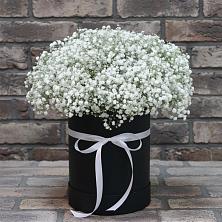 Цветочная композиция из Гипсофила в шляпной коробке в Новой Адыгее